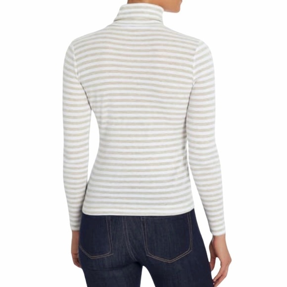 Three Dots Turtleneck Women’s Large Tan Striped Pullover NWT Brecken Ridge - Picture 2 of 11